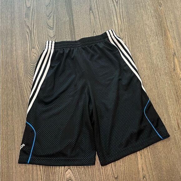 Adidas Black Blue Athletic Gym Basketball Shorts Size 10/12 - Picture 3 of 3